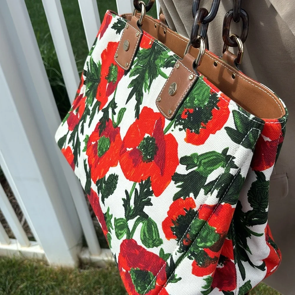 Milly Poppy Canvas Large Handbag NWOT